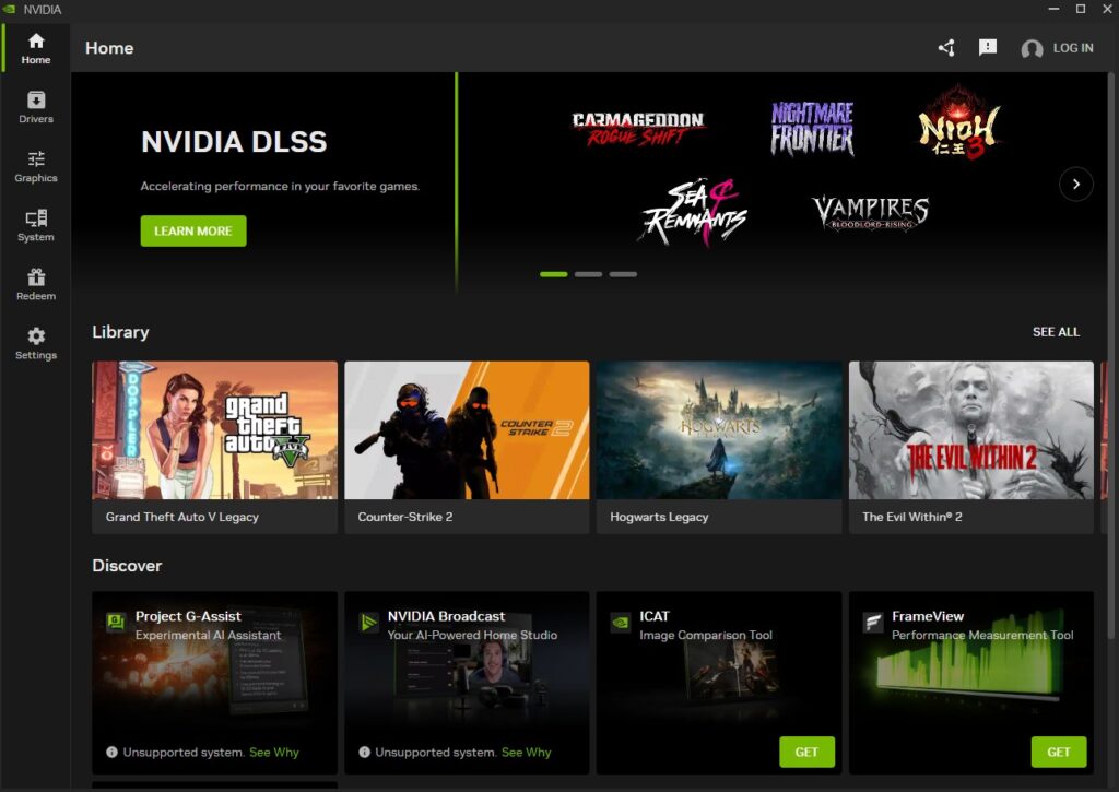 Nvidia control panel display opened in pc